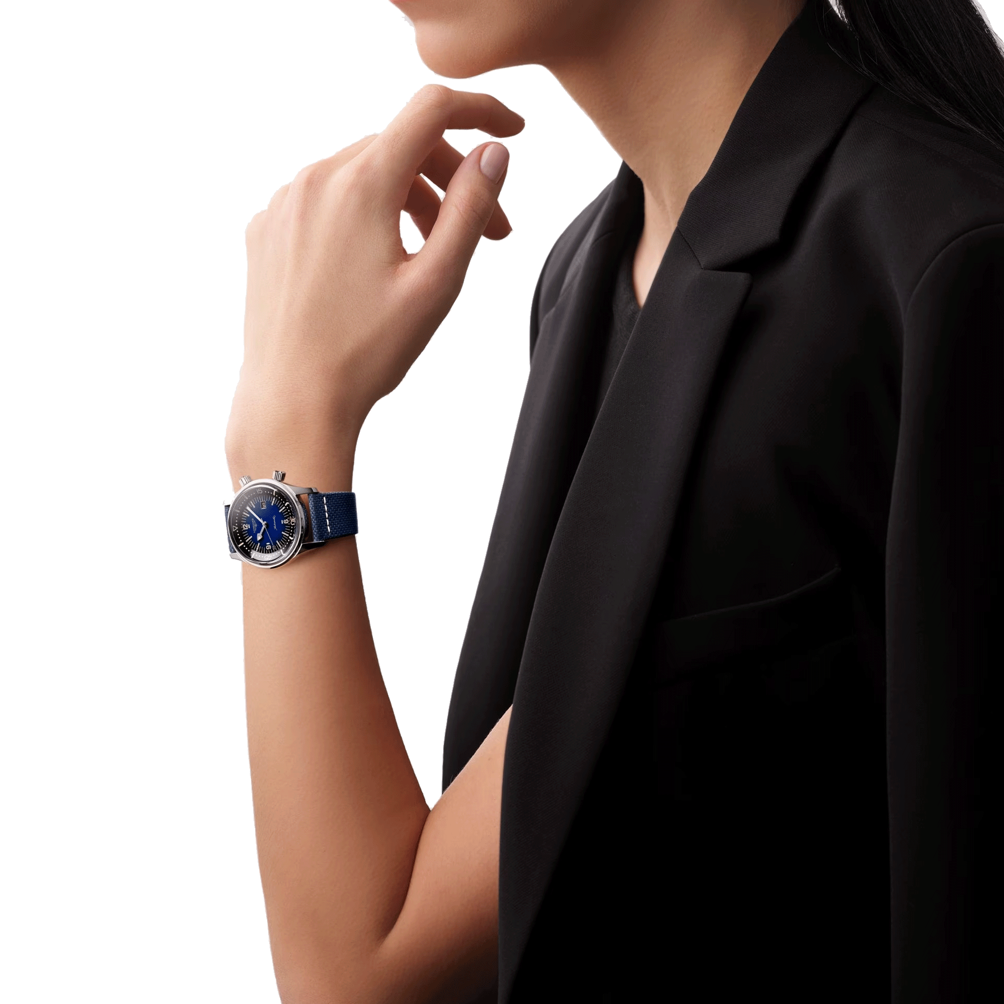 Longines Legend Diver automatic watch blue dial blue synthetic strap 36 mm