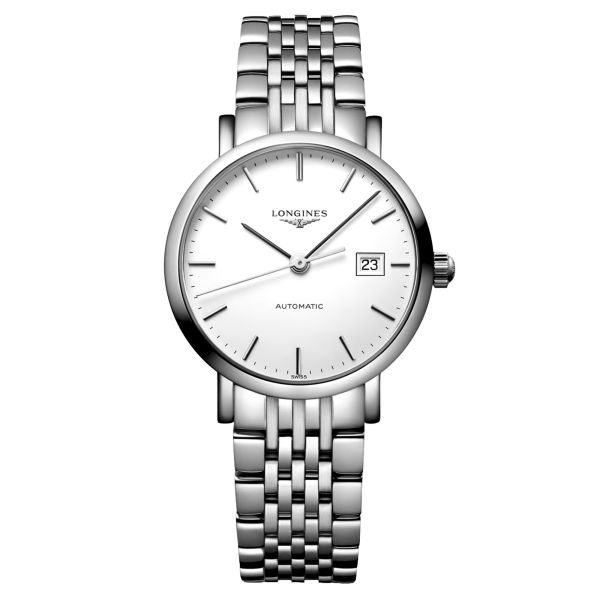 Montre Longines Elegant Collection automatique cadran blanc bracelet acier 29 mm L4.310.4.12.6