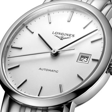Montre Longines Elegant Collection automatique cadran blanc bracelet acier 29 mm