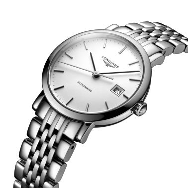 Montre Longines Elegant Collection automatique cadran blanc bracelet acier 29 mm