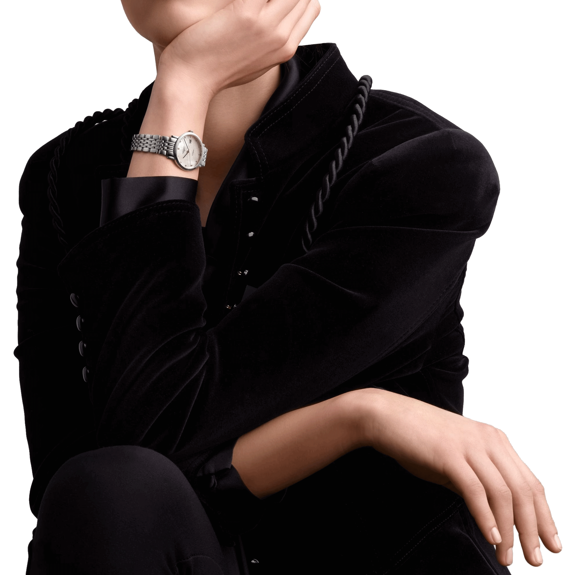 Montre Longines Elegant collection automatique cadran nacre index diamants 29 mm