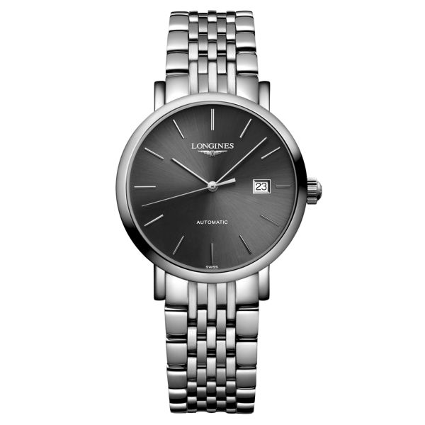 Montre Longines Elegant Collection automatique cadran gris bracelet acier 29 mm L4.310.4.72.6