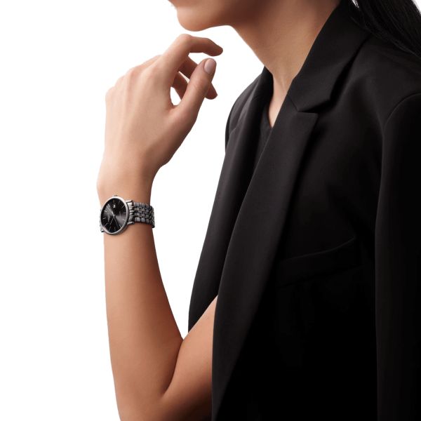 Montre Longines Elegant Collection automatique cadran gris anthracite bracelet acier 39 mm