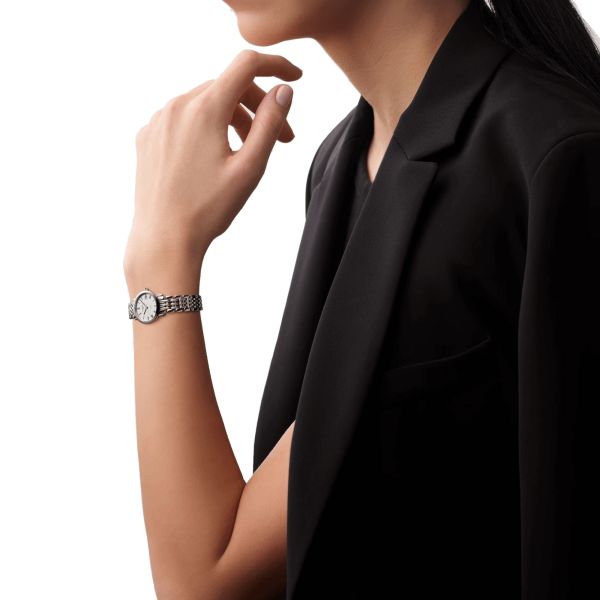 Montre Longines Elegant Collection automatique cadran blanc bracelet acier 25,5 mm