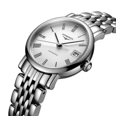 Montre Longines Elegant Collection automatique cadran blanc bracelet acier 25,5 mm