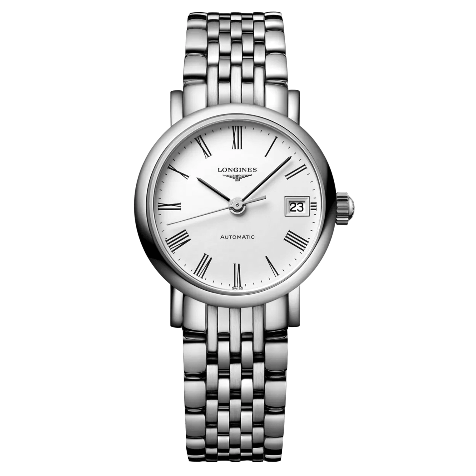 Montre Longines Elegant Collection automatique cadran blanc bracelet acier 25,5 mm