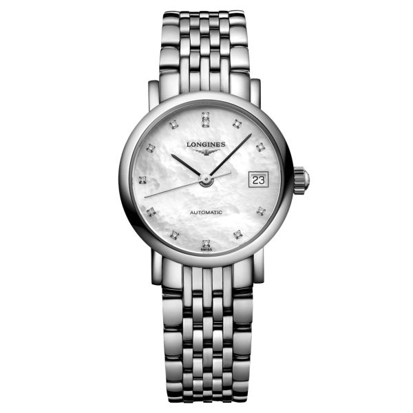 Montre Longines Elegant Collection automatique cadran nacre index diamants 25,5 mm L4.309.4.87.6