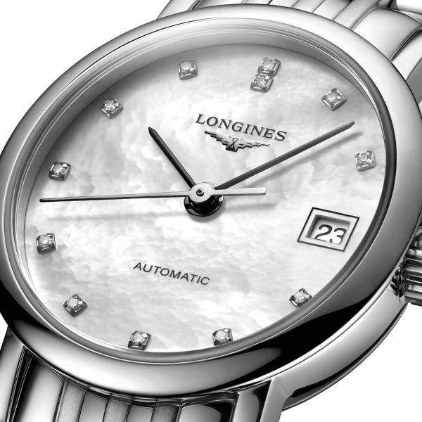 Montre Longines Elegant Collection automatique cadran nacre index diamants 25,5 mm L4.309.4.87.6
