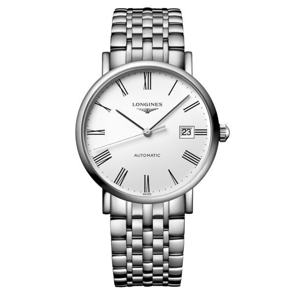 Montre Longines Elegant Collection automatique cadran blanc chiffres romains 37 mm