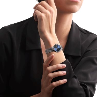 Montre Longines Elegant Collection automatique acier cadran bleu index diamants 29 mm L4.310.4.97.6