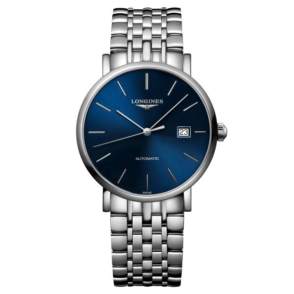 Montre Longines Elegant Collection automatique cadran bleu bracelet acier 37 mm