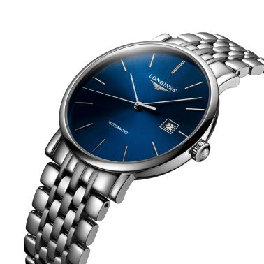 Montre Longines Elegant Collection automatique cadran bleu bracelet acier 39 mm L4.910.4.92.6