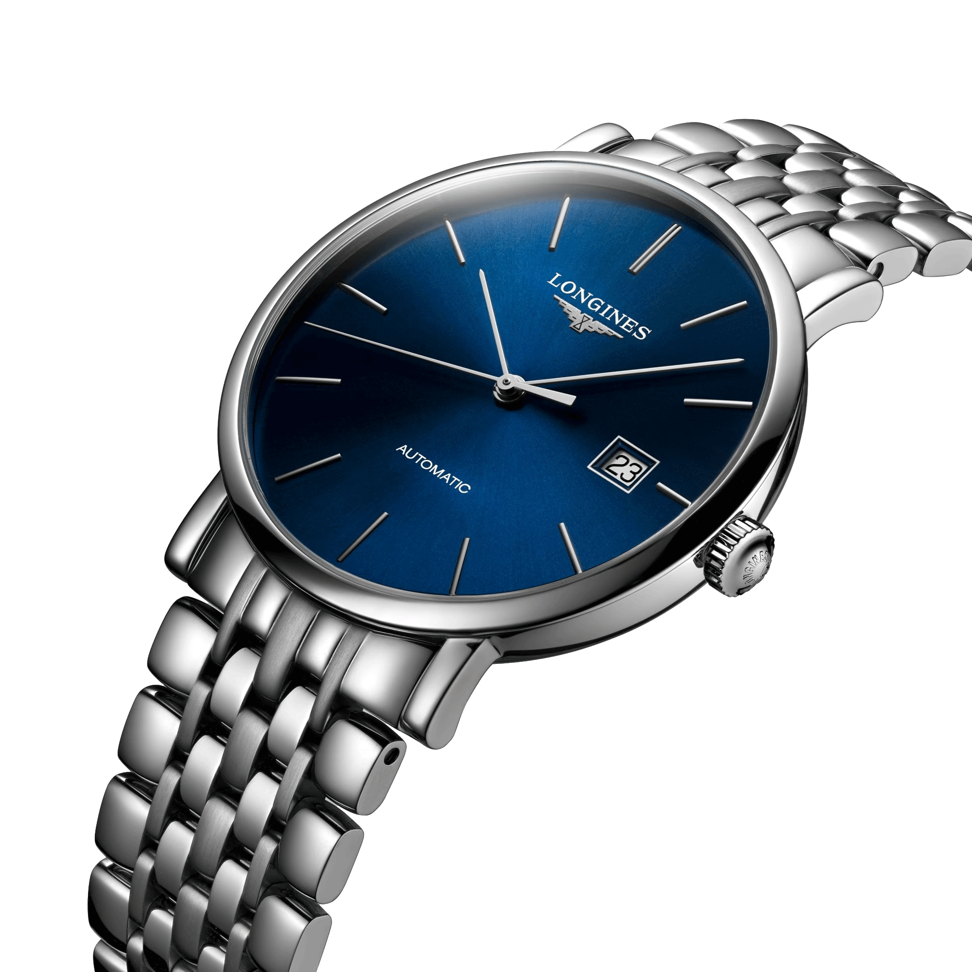 Montre Longines Elegant Collection automatique cadran bleu bracelet acier 39 mm L4.910.4.92.6