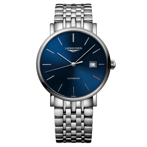 Montre Longines Elegant Collection automatique cadran bleu bracelet acier 39 mm L4.910.4.92.6