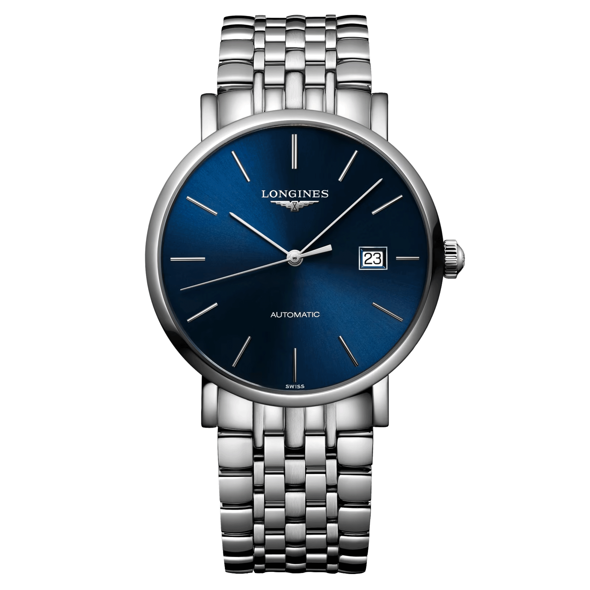 Montre Longines Elegant Collection automatique cadran bleu bracelet acier 39 mm L4.910.4.92.6