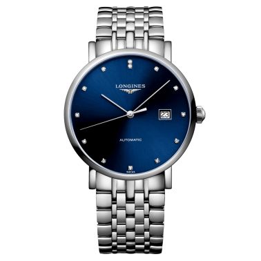 Montre Longines Elegant Collection automatique index diamants bracelet acier 39 mm L4.910.4.97.6