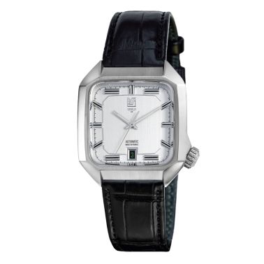 Montre March LA.B AM2 Automatique Steel cadran argent bracelet alligator noir 39 mm