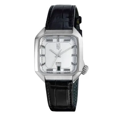 Montre March LA.B AM2 Automatique Steel cadran argent bracelet alligator noir 39 mm