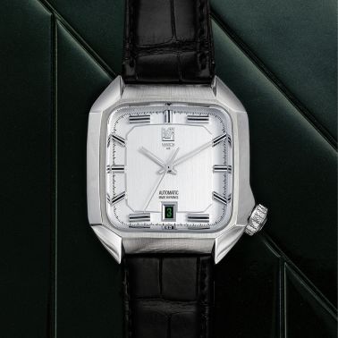 March LA.B AM2 Automatic Steel silver dial black alligator strap 39 mm