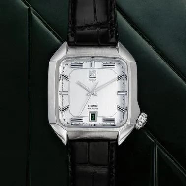 Montre March LA.B AM2 Automatique Steel cadran argent bracelet alligator noir 39 mm