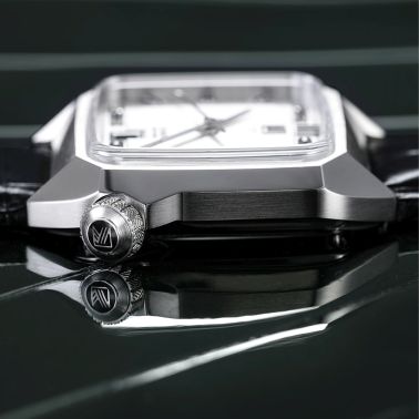 March LA.B AM2 Automatic Steel silver dial black alligator strap 39 mm