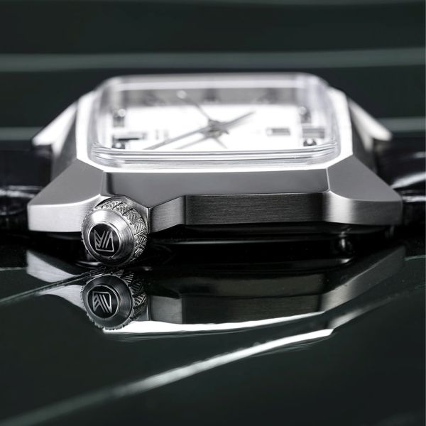 March LA.B AM2 Automatic Steel silver dial black alligator strap 39 mm