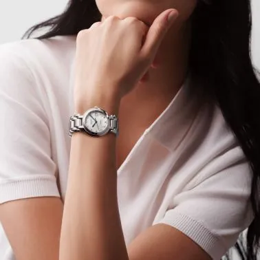 Montre Longines Primaluna automatique cadran nacre index diamants bracelet acier 30 mm L8.113.4.87.6