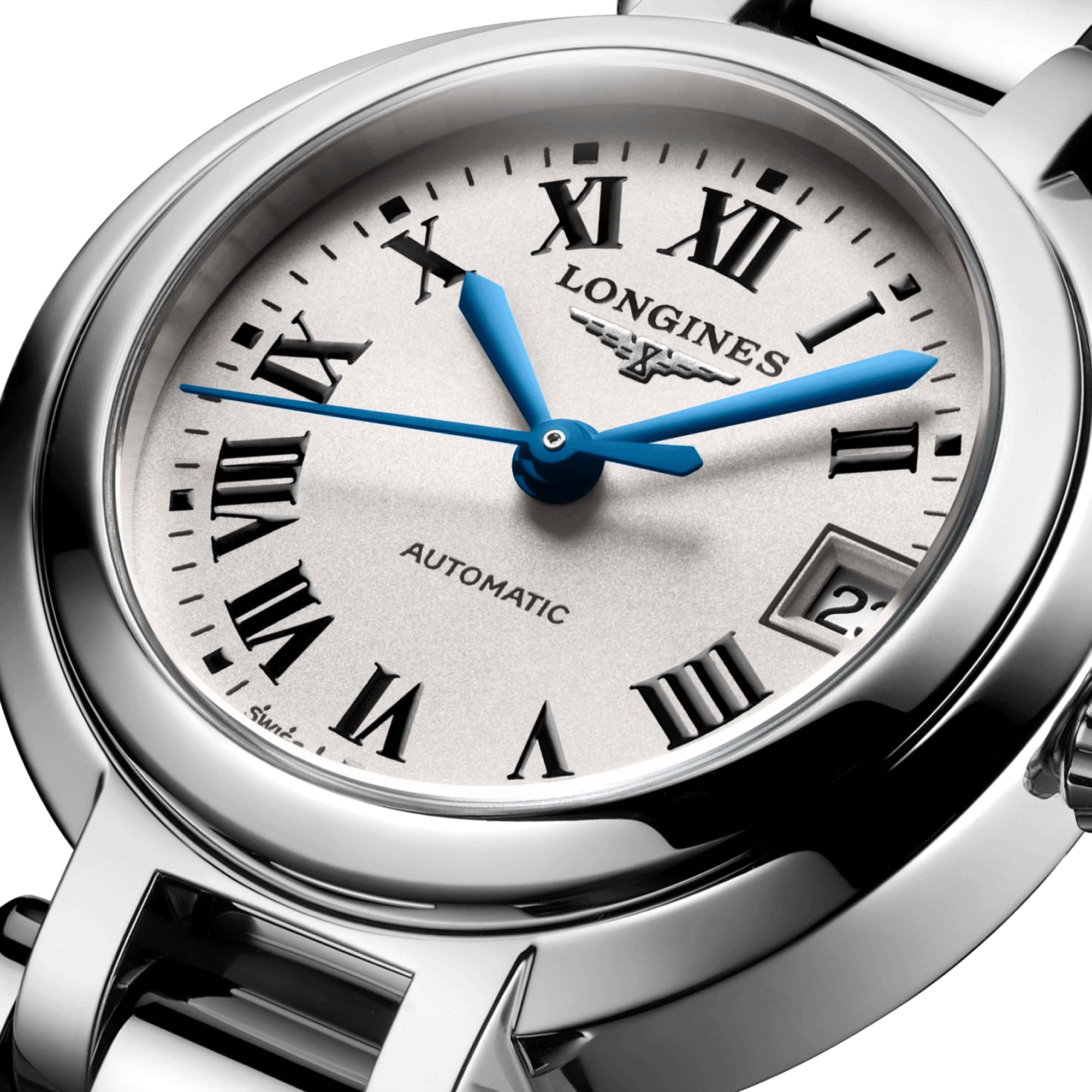 Montre Longines Primaluna automatique cadran blanc chiffres romains 26,5 mm