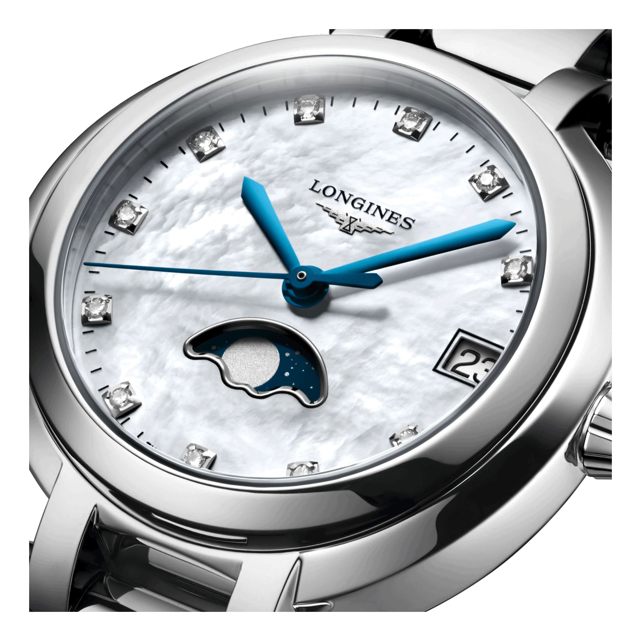 Montre Longines Primaluna quartz cadran nacre index diamants