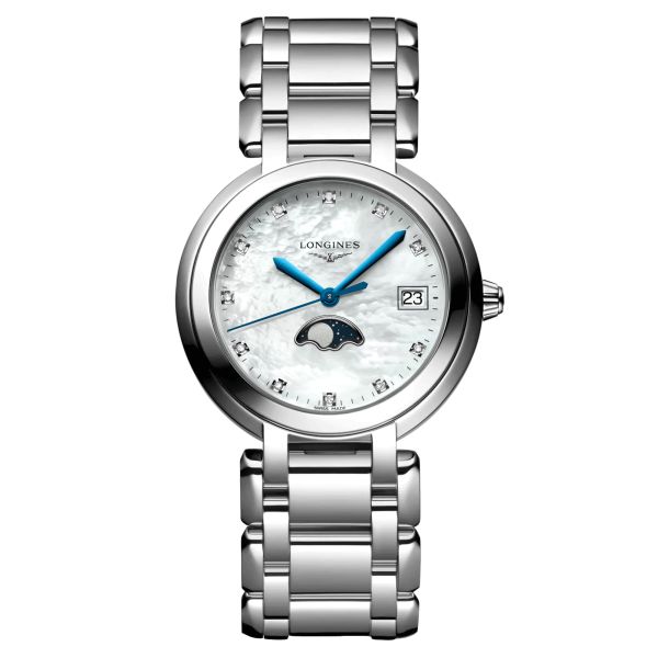 Montre Longines Primaluna quartz cadran nacre index diamants 34 mm