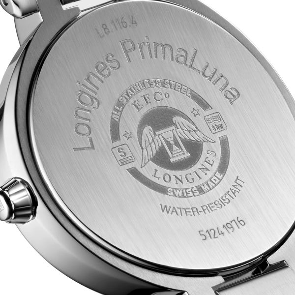 Montre Longines Primaluna quartz cadran nacre index diamants 34 mm L8.116.4.87.6