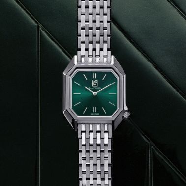 Montre March LA.B Lady Mansart Electrique Forest quartz bracelet acier 9 maillons