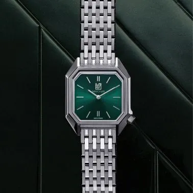 Montre March LA.B Lady Mansart Electrique Forest quartz bracelet acier 9 maillons