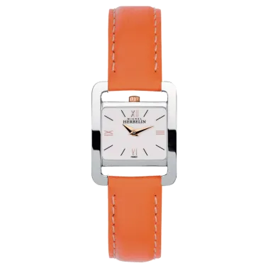 Montre Michel Herbelin 5ème Avenue quartz cadran beige bracelet cuir orange
