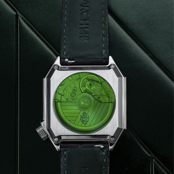 March LA.B Mansart Grall Date automatic bracelet black lizard 34 x 39 mm