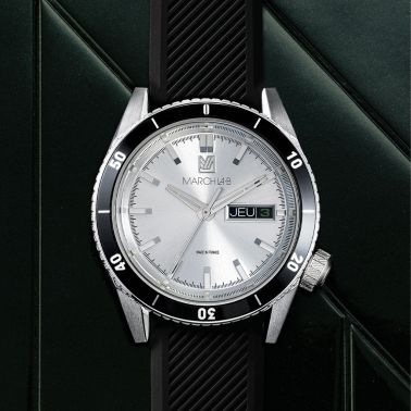 Montre March LA.B Bonzer Electrique White cadran blanc bracelet silicone noir 41 mm