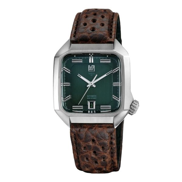 Montre March LA.B AM2 Automatique Grall bracelet cuir de bison perforé marron 39 mm