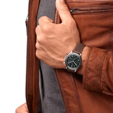 Montre Longines Heritage Avigation Big Eye automatique acier bracelet cuir marron 41 mm L2.816.4.53.2