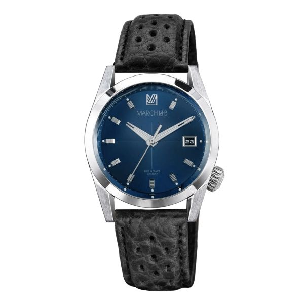 Montre March LA.B AM89 Automatique Ocean bracelet cuir bison perforé 38 mm