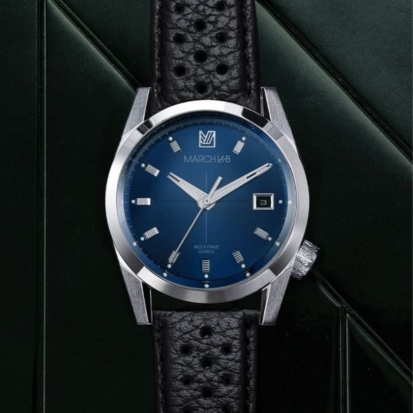 March LA.B AM89 Automatic Ocean perforated buffalo leather strap 38 mm