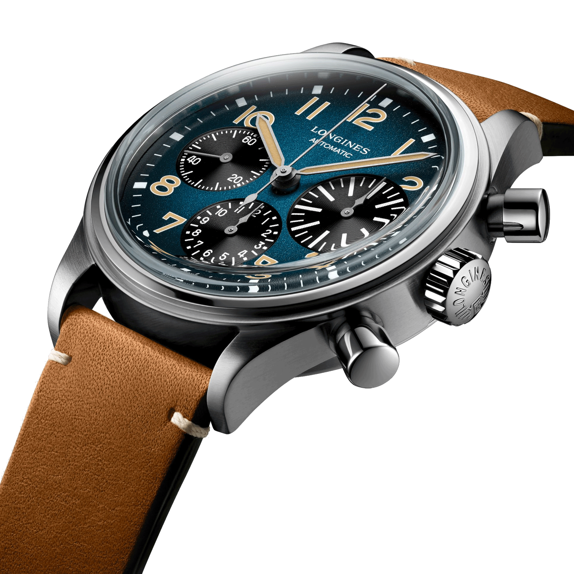 Montre Longines Heritage Avigation BigEye automatique cadran pétrole bracelet cuir brun 41 mm L2.816.1.93.2