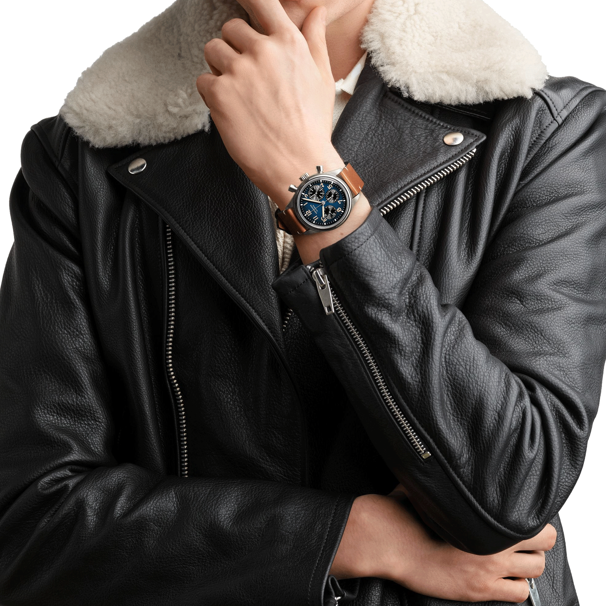 Montre Longines Heritage Avigation BigEye automatique cadran pétrole bracelet cuir brun 41 mm L2.816.1.93.2