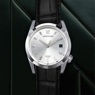 Montre March LA.B AM89 Automatique Steel bracelet alligator noir 38 mm