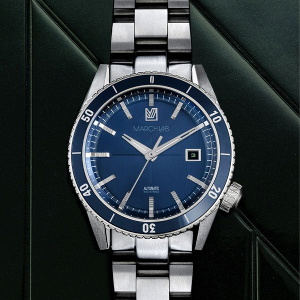 March LA.B Bonzer Automatic Double Blue steel bracelet 41 mm