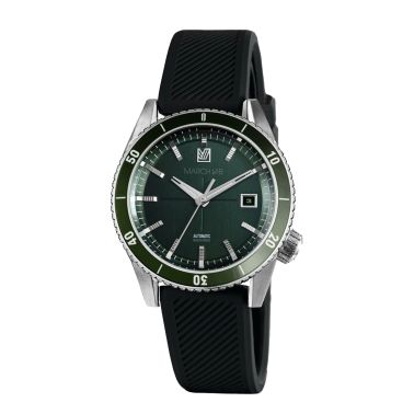 March LA.B Bonzer Automatique Double Green black silicone bracelet 41 mm