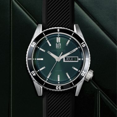 Montre March LA.B Bonzer Electrique Forest cadran blanc bracelet silicone noir 41 mm