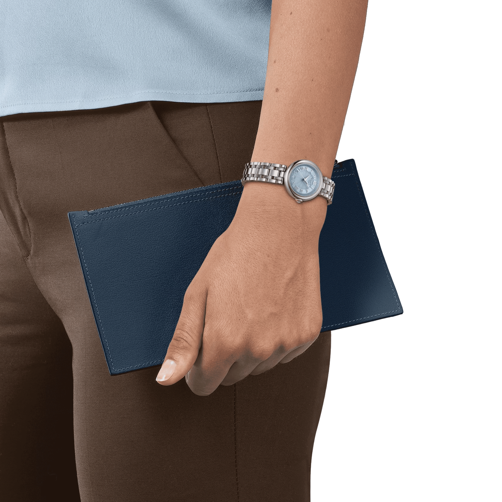 Montre Tissot Bellissima Small Lady quartz cadran bleu bracelet acier 26 mm T126.010.11.133.00