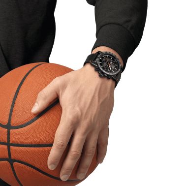 Montre Tissot Supersport Chrono Basketball Edition quartz cadran gris bracelet cuir noir 45,5 mm T125.617.36.081.00