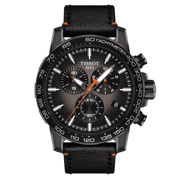 Montre Tissot Supersport Chrono Basketball Edition quartz cadran gris bracelet cuir noir 45,5 mm T125.617.36.081.00