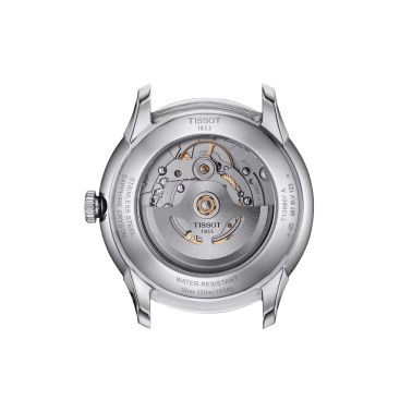 Montre Tissot T-Classic Chemin des Tourelles Powermatic 80 cadran bleu bracelet cuir brun 39 mm T139.807.16.041.00